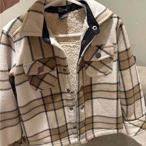 Plaid Sherpa-Lined Jacket
